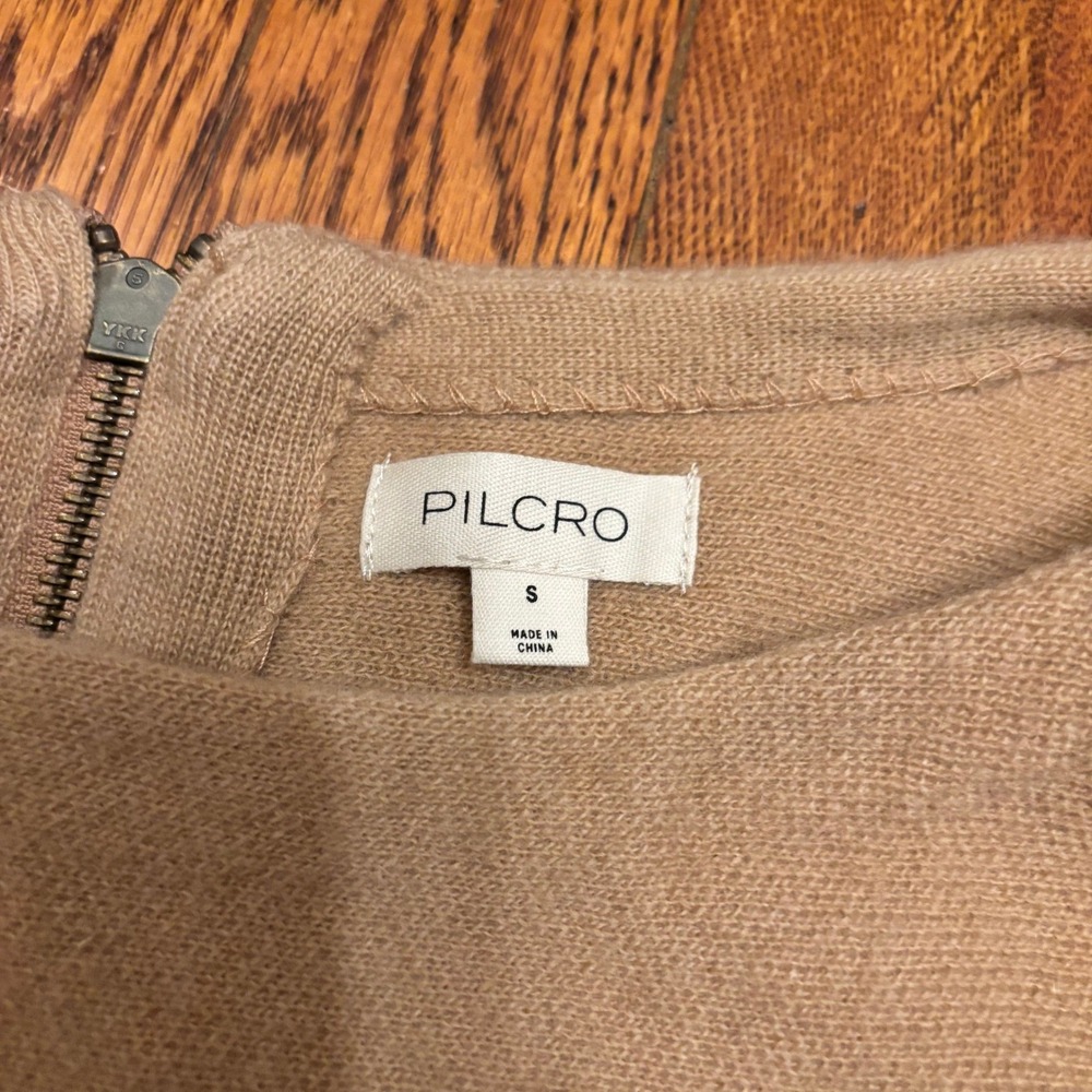 Pilcro Wool Cashmere Blend Sleeveless Knit Top Camel Tan Full Zip Back Small - Picture 3 of 6